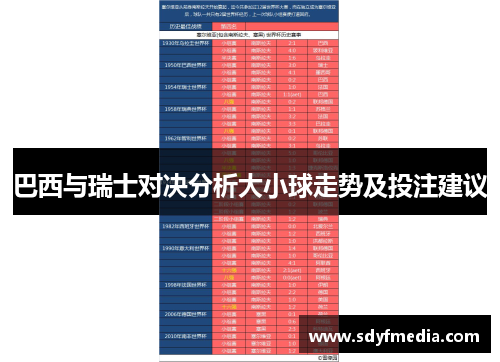 巴西与瑞士对决分析大小球走势及投注建议